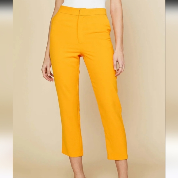 SKIES ARE BLUE Welt Pocket Cropped Ankle Trousers In Bright Orange. Size L NWT - Picture 2 of 14
